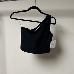 Beyond yoga bold shoulder cropped tank darkest night